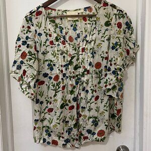Anthropologie x Maeve Flutter Sleeve Floral Top